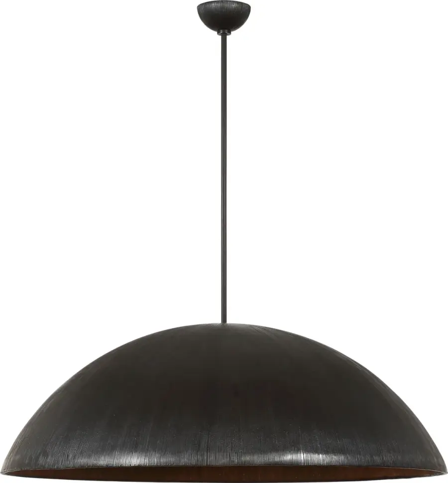 Utopia 48" Sculpted Pendant in Aged Iron with White Glass - Image 4