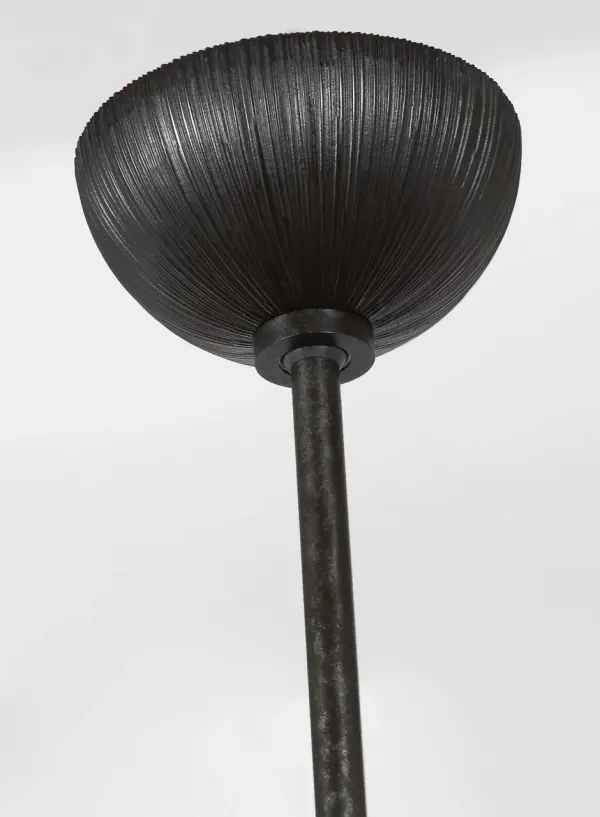 Utopia 48" Sculpted Pendant in Aged Iron with White Glass - Image 5