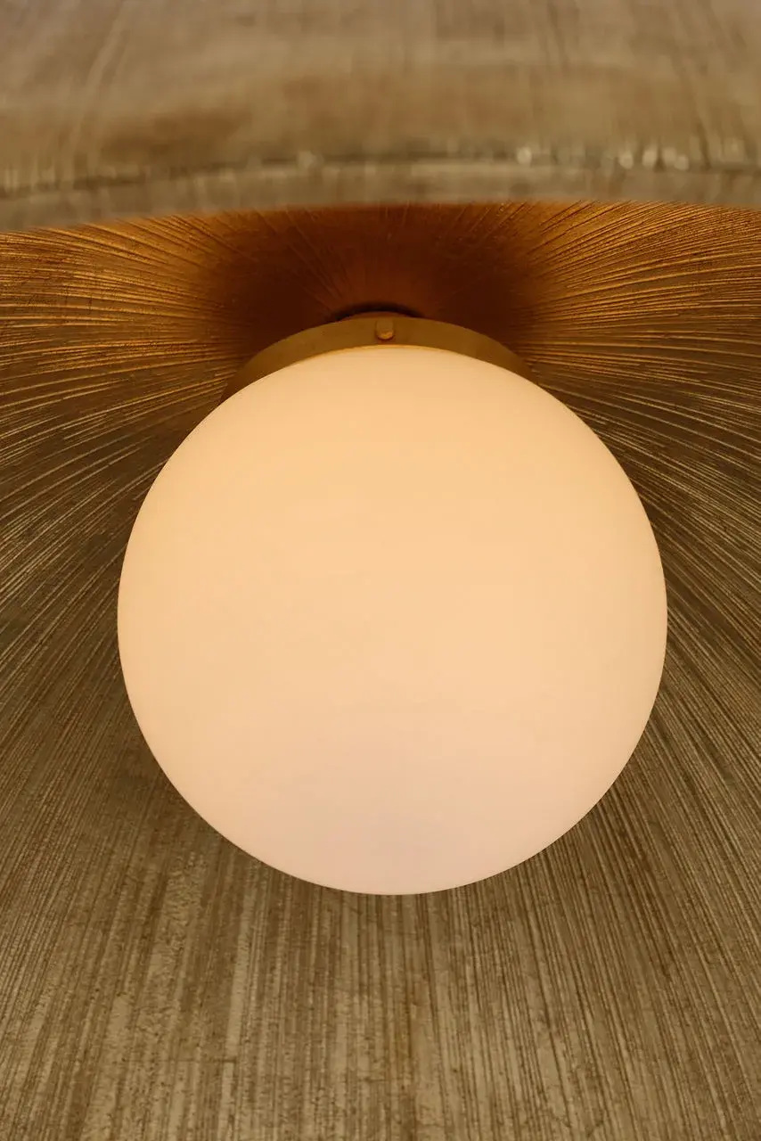 Utopia 48" Sculpted Pendant in Gild with White Glass - Image 8