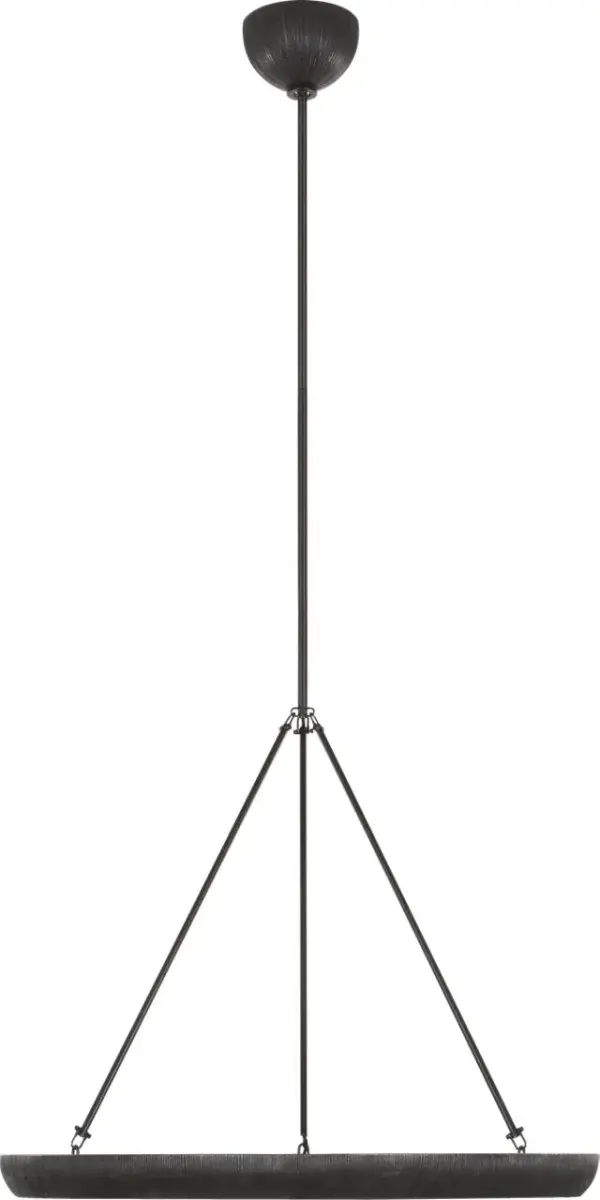 The Utopia Ring Chandelier features a bold 30-inch circular silhouette in aged iron finish, delivering modern sophistication with industrial undertones. Its open ring design creates visual drama while maintaining an airy presence.