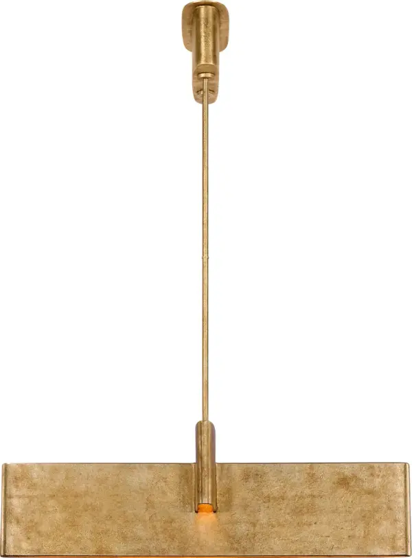 The Lotura 36" pendant features an intersecting linear design that creates dramatic visual interest. Its Museum Gild finish adds warmth and sophistication, making it perfect for contemporary dining rooms and upscale commercial spaces. - alternate view