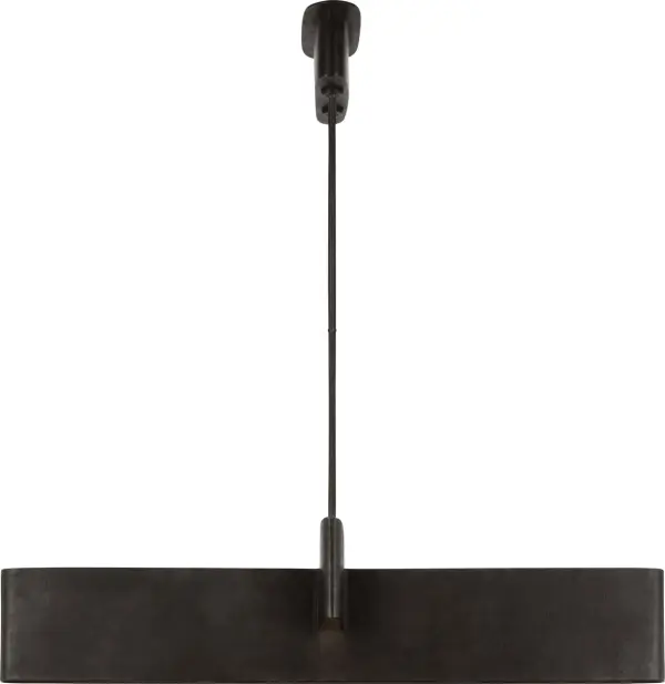 The Lotura 48" pendant makes a dramatic impact with its intersecting linear framework in sophisticated Museum Black. Perfect for modern dining rooms and kitchen islands, this large-scale fixture combines sculptural presence with contemporary elegance. - alternate view