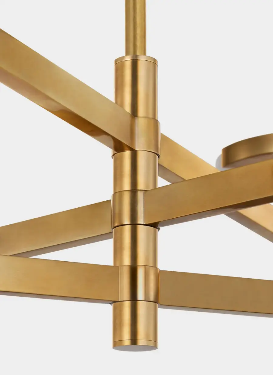 Melange 36" Floating Disc Chandelier in Antique-Burnished Brass with Alabaster - Image 3