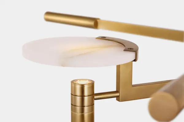 Melange 36" Floating Disc Chandelier in Antique-Burnished Brass with Alabaster - Image 4