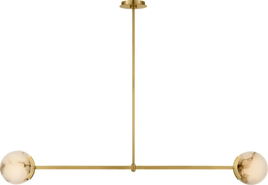 Melange 54" Linear Pendant in Antique-Burnished Brass with Alabaster - Image 1
