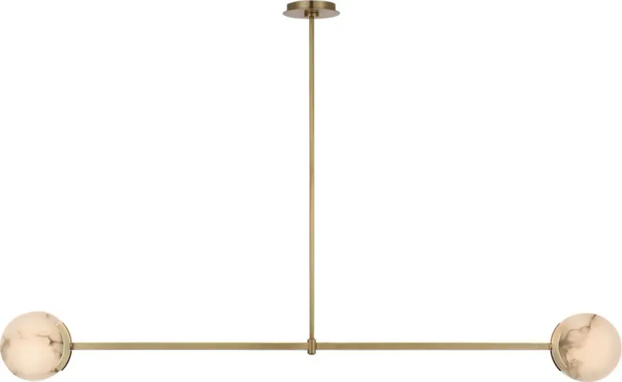 Melange 54" Linear Pendant in Antique-Burnished Brass with Alabaster - Image 2