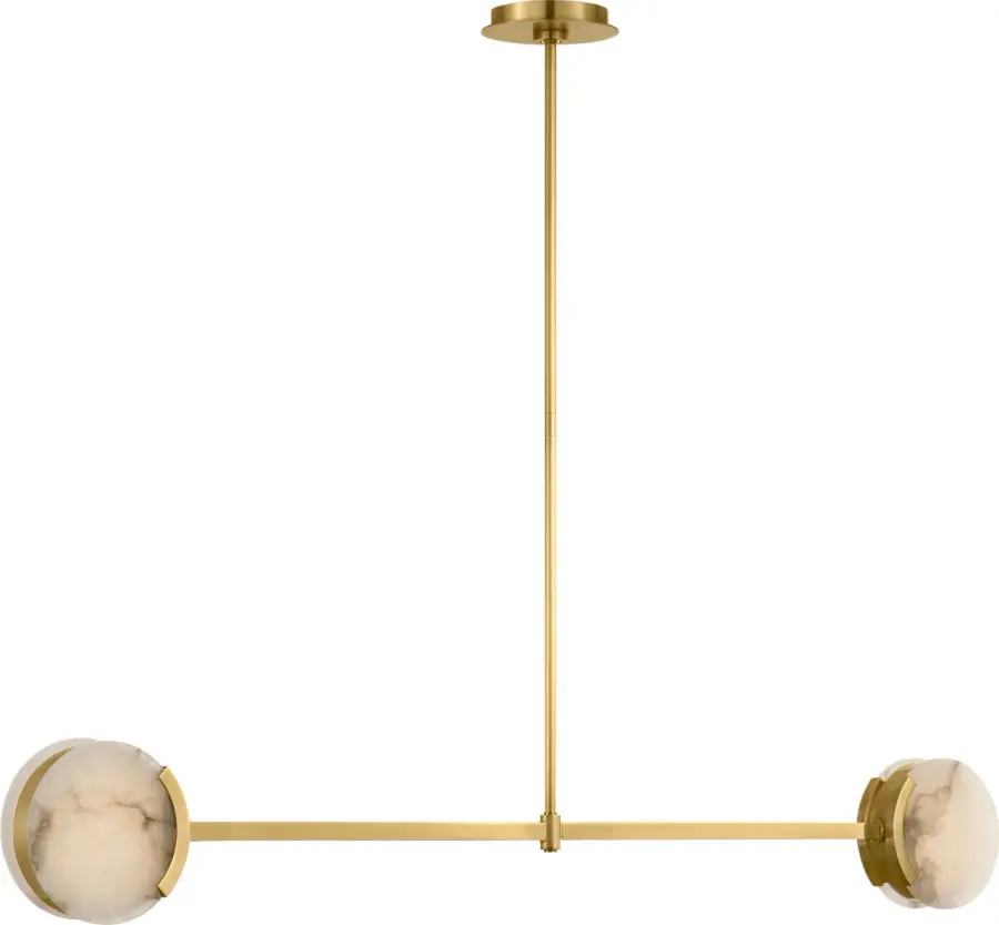 Melange 54" Linear Pendant in Antique-Burnished Brass with Alabaster - Image 3