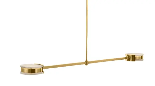 Melange 54" Linear Pendant in Antique-Burnished Brass with Alabaster - Image 23
