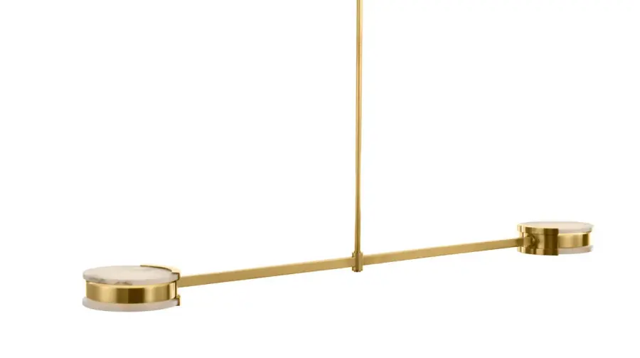 Melange 54" Linear Pendant in Antique-Burnished Brass with Alabaster - Image 23