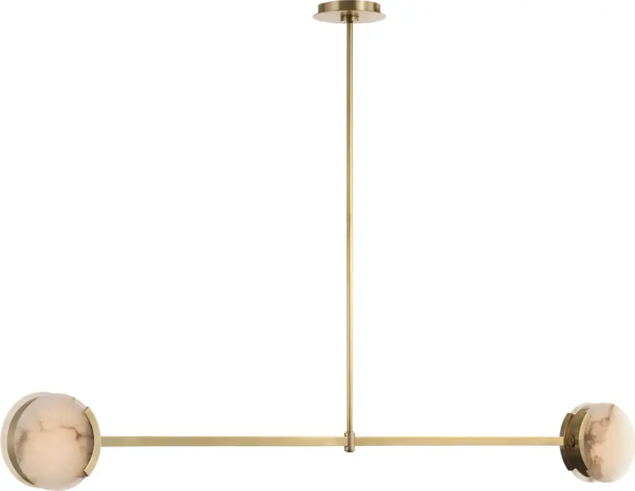 Melange 54" Linear Pendant in Antique-Burnished Brass with Alabaster - Image 4