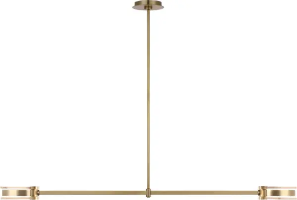 Melange 54" Linear Pendant in Antique-Burnished Brass with Alabaster - Image 9