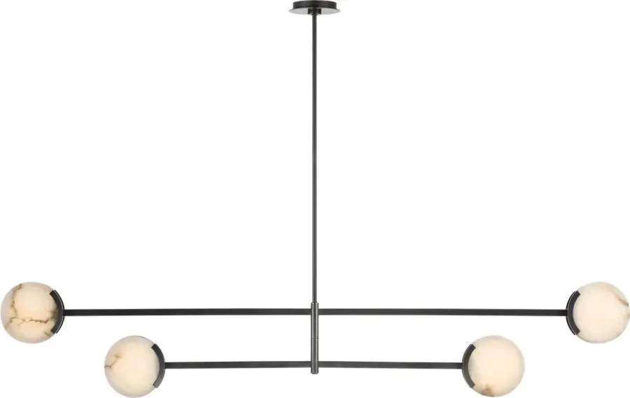 Melange 72" Multi-Positional Chandelier in Bronze with Alabaster - Image 1