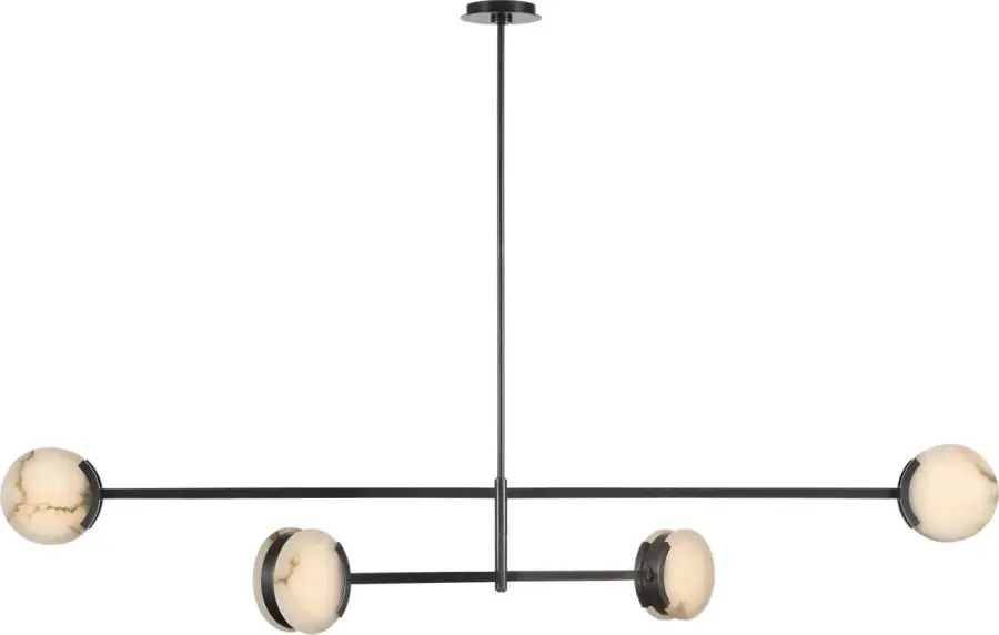 Melange 72" Multi-Positional Chandelier in Bronze with Alabaster - Image 2