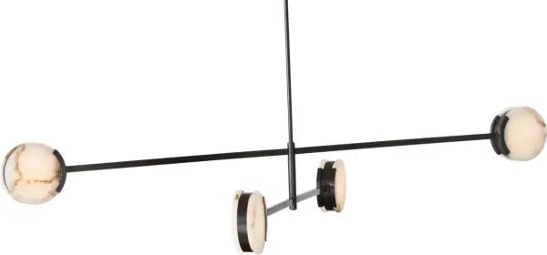 Melange 72" Multi-Positional Chandelier in Bronze with Alabaster - Image 3