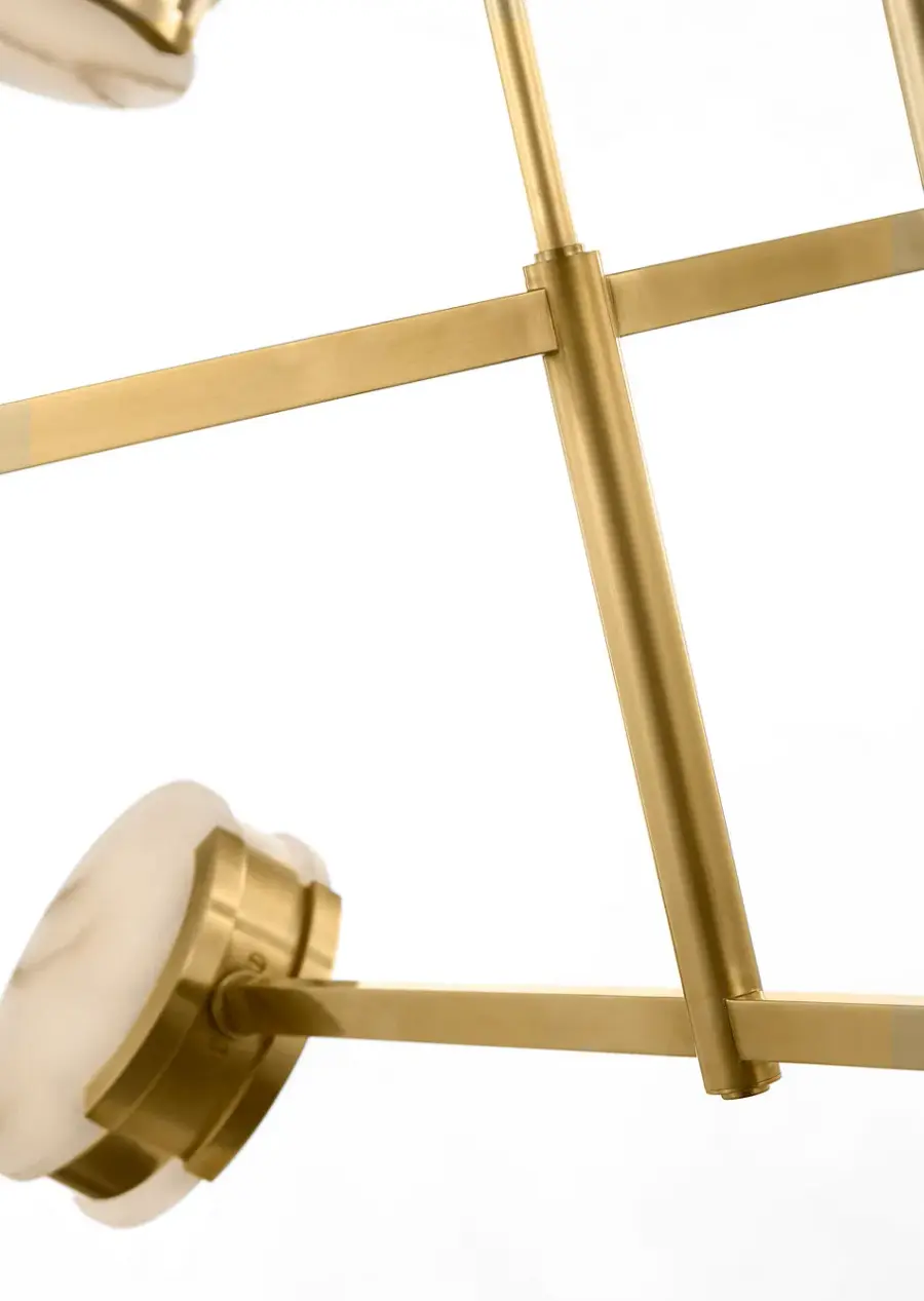 Melange 54" Multi-Positional Chandelier in Antique-Burnished Brass with Alabaster - Image 11