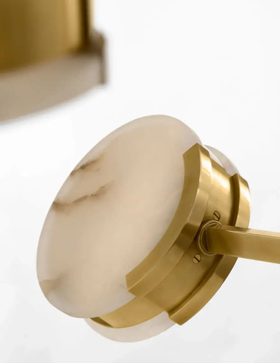 Melange 54" Multi-Positional Chandelier in Antique-Burnished Brass with Alabaster - Image 13