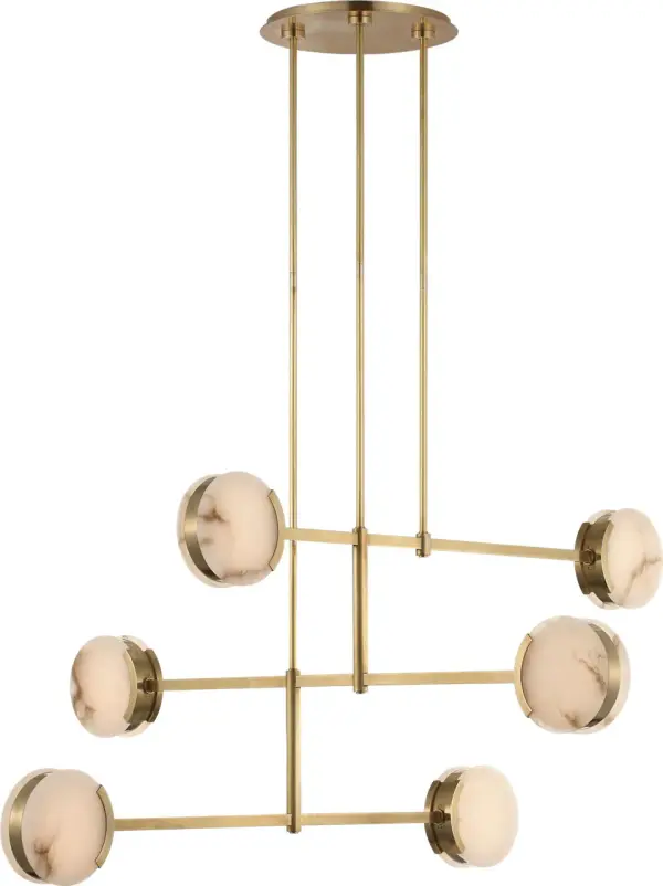 Melange 54" Multi-Positional Chandelier in Antique-Burnished Brass with Alabaster - Image 3