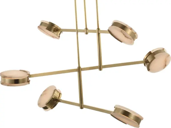 Melange 54" Multi-Positional Chandelier in Antique-Burnished Brass with Alabaster - Image 4