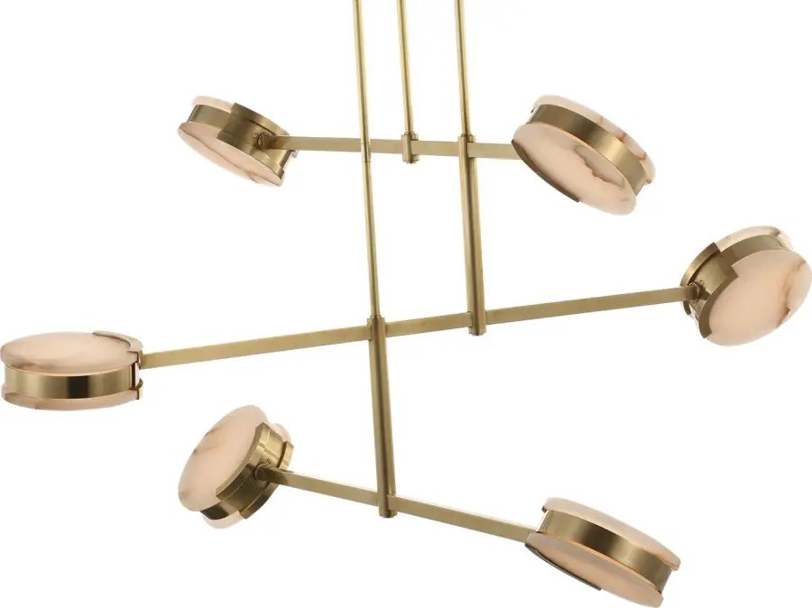 Melange 54" Multi-Positional Chandelier in Antique-Burnished Brass with Alabaster - Image 4