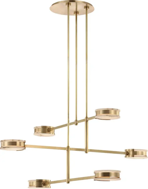 Melange 54" Multi-Positional Chandelier in Antique-Burnished Brass with Alabaster - Image 5