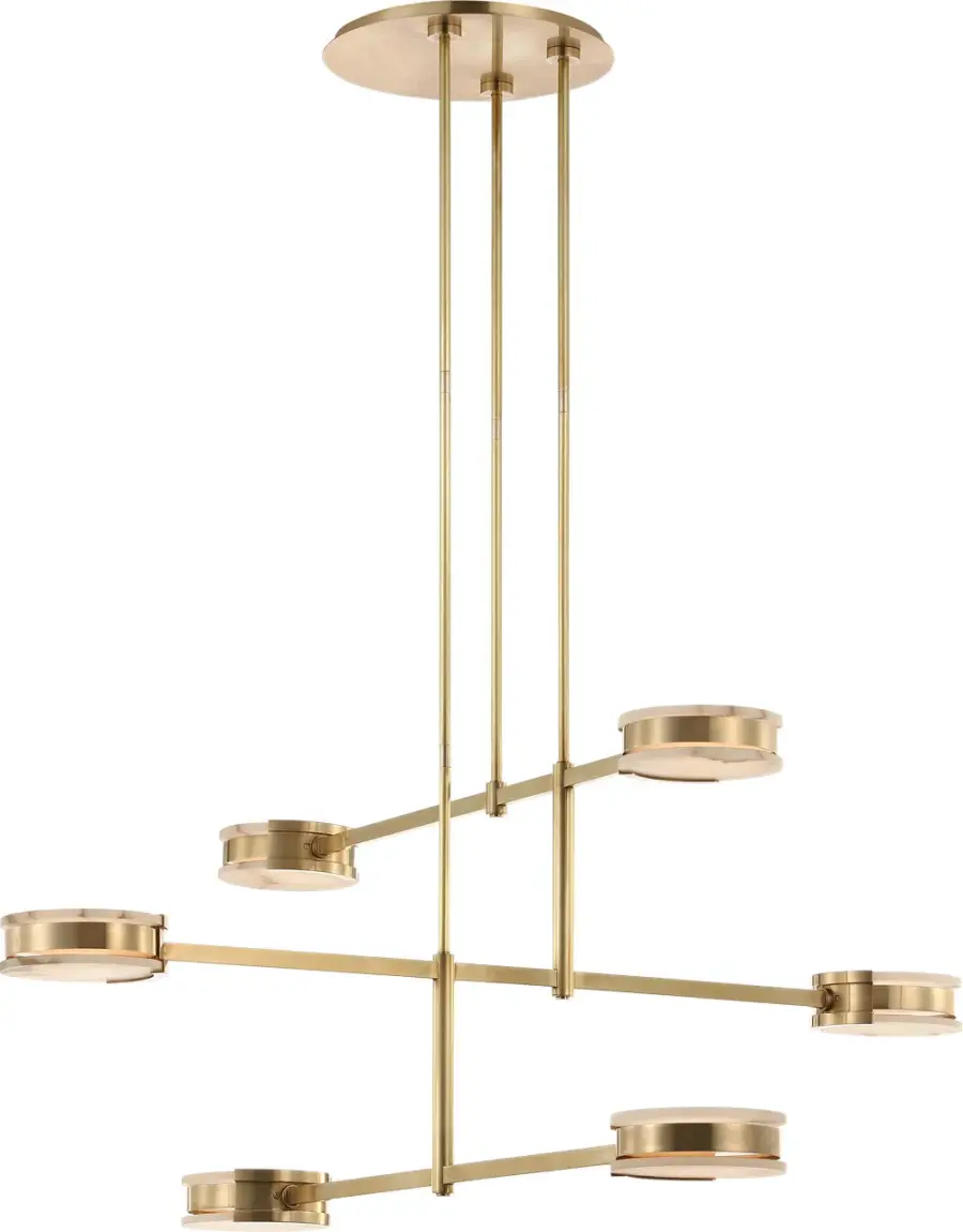 Melange 54" Multi-Positional Chandelier in Antique-Burnished Brass with Alabaster - Image 5