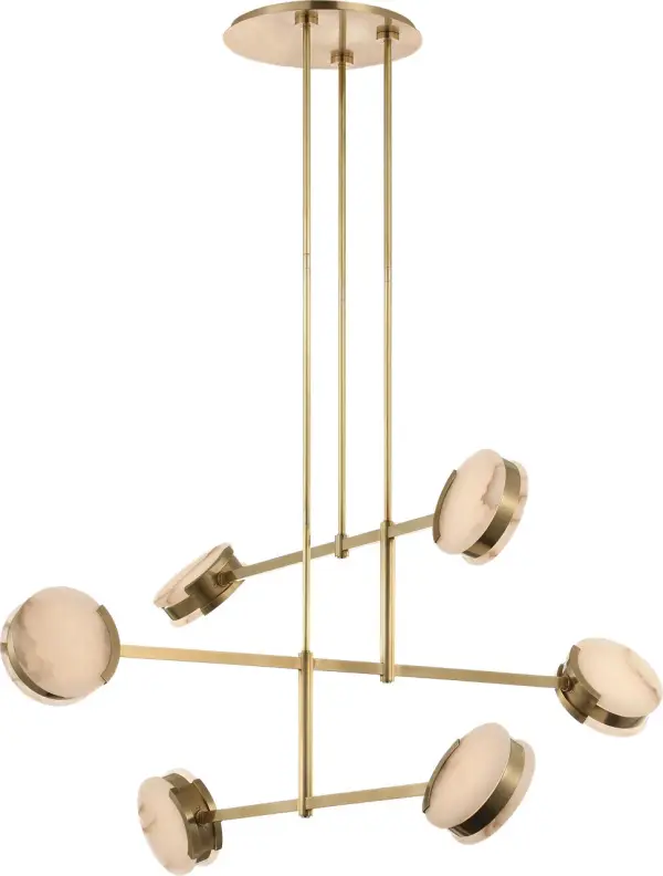 Melange 54" Multi-Positional Chandelier in Antique-Burnished Brass with Alabaster - Image 6