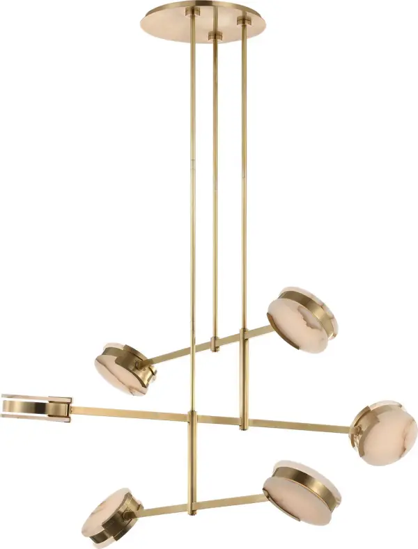 Melange 54" Multi-Positional Chandelier in Antique-Burnished Brass with Alabaster - Image 7