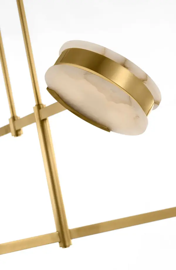 Melange 54" Multi-Positional Chandelier in Antique-Burnished Brass with Alabaster - Image 9