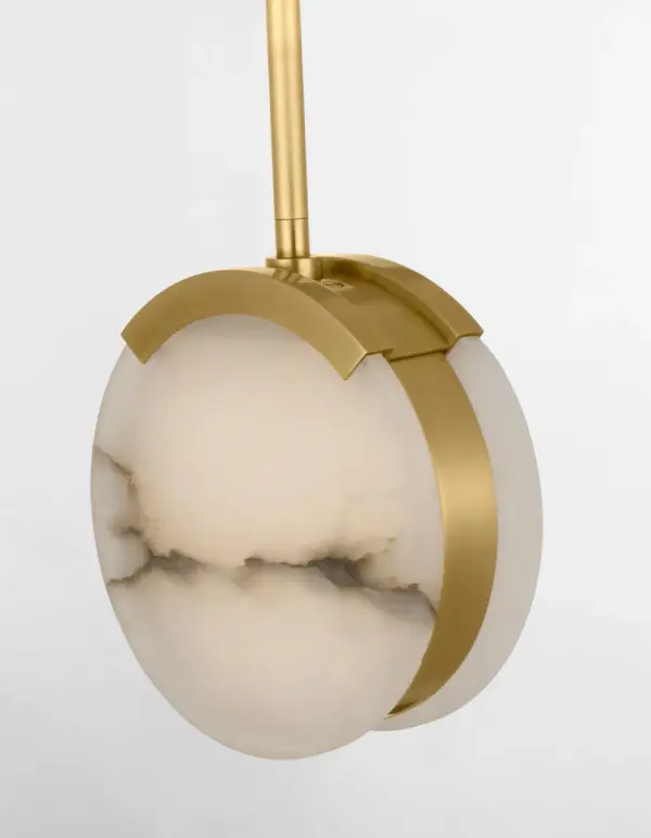 Melange 7" Pendant in Antique-Burnished Brass with Alabaster - Image 3