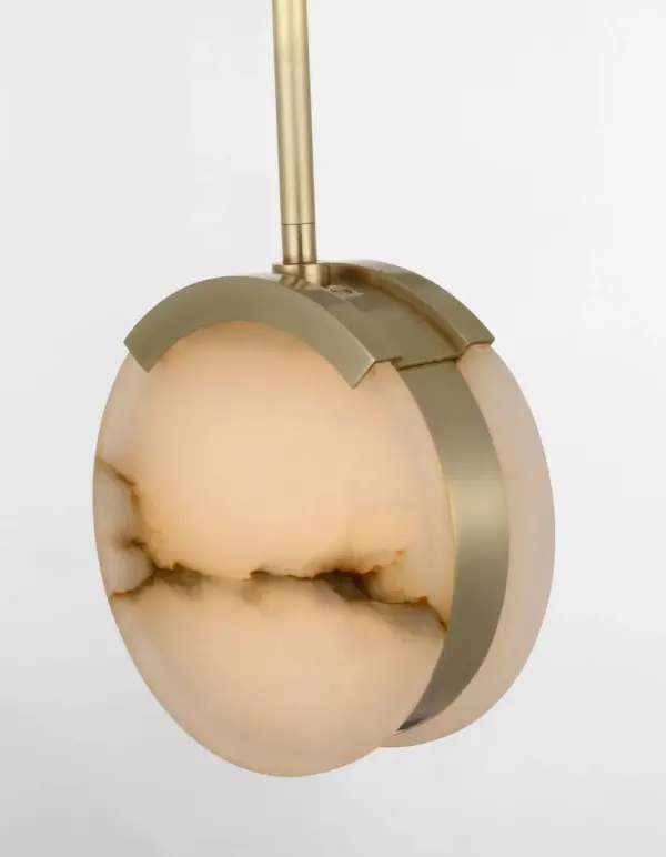 Melange 7" Pendant in Antique-Burnished Brass with Alabaster - Image 7