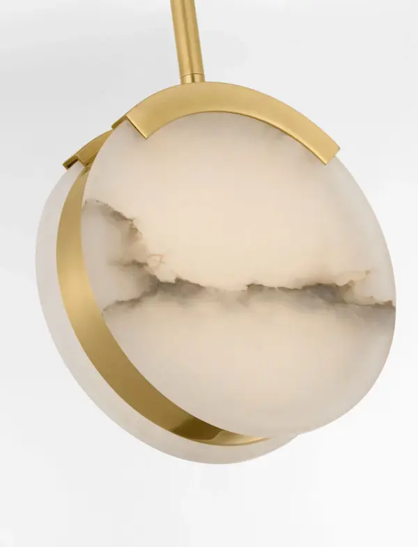 Melange 7" Pendant in Antique-Burnished Brass with Alabaster - Image 8