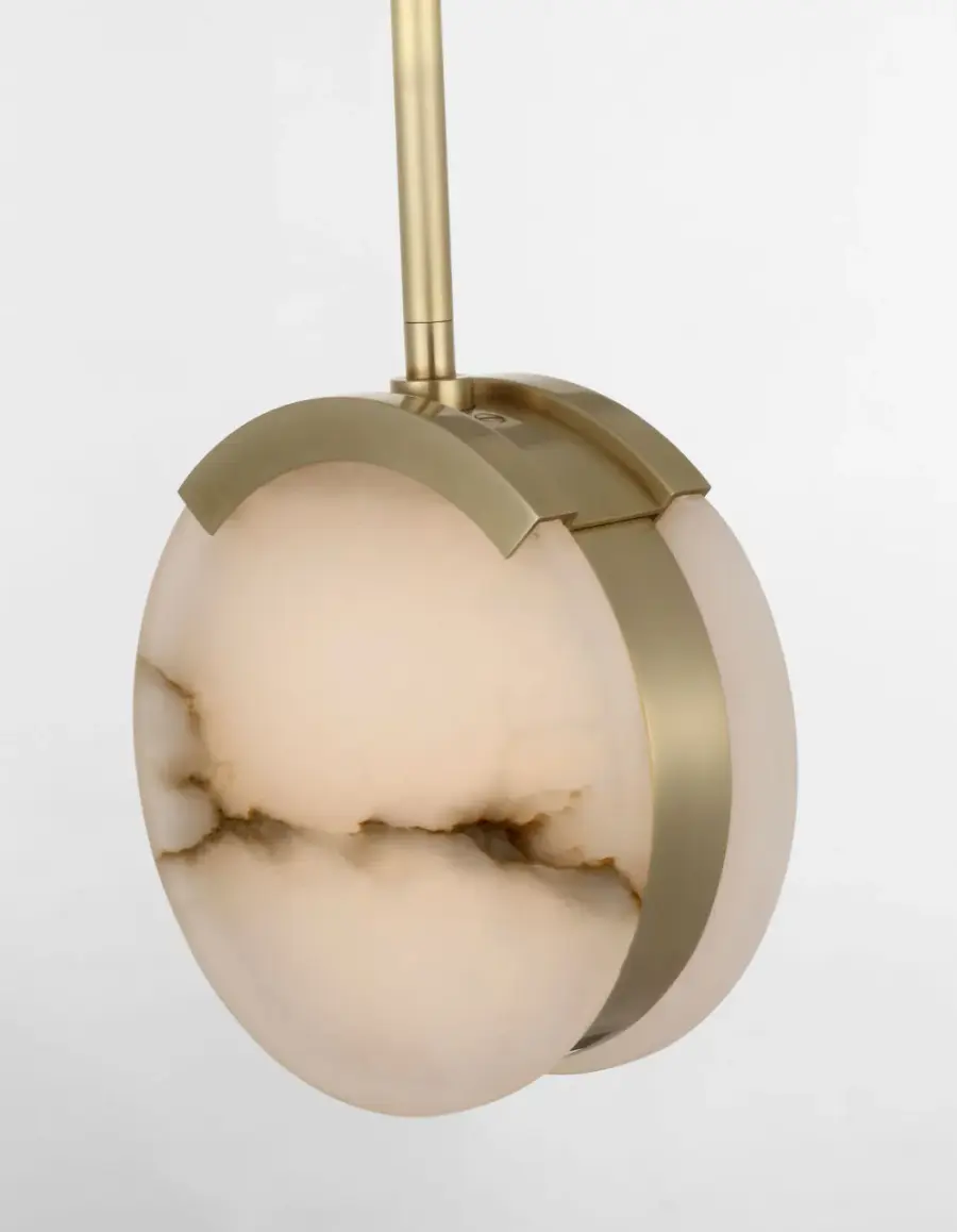 Melange 7" Pendant in Antique-Burnished Brass with Alabaster - Image 10