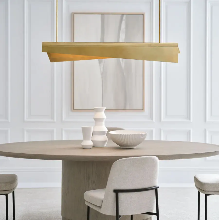 Sophisticated 48" Linear Pendant with Warm Brass Finish - Image 6