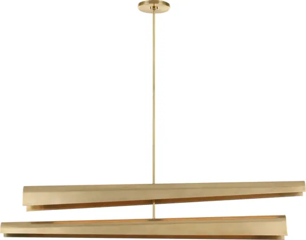The Piel 52" chandelier combines contemporary elegance with practical versatility. Its multi-positional design allows for customized configurations, while the antique-burnished brass finish adds warmth and sophistication to any space.