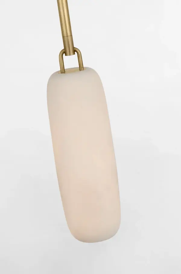 Formosa 11" Single Pendant in Antique-Burnished Brass with Alabaster - Image 3