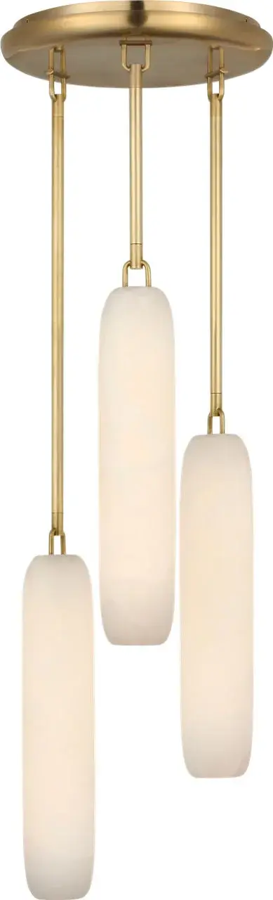Formosa 3-Light Pendant in Antique-Burnished Brass with Alabaster - Image 1