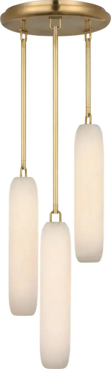 Formosa 3-Light Pendant in Antique-Burnished Brass with Alabaster - Image 2