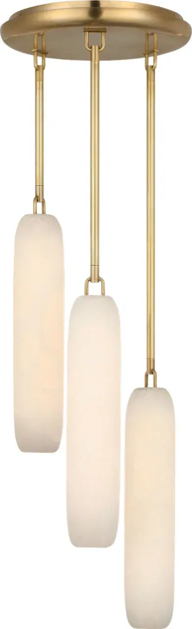 Formosa 3-Light Pendant in Antique-Burnished Brass with Alabaster - Image 3