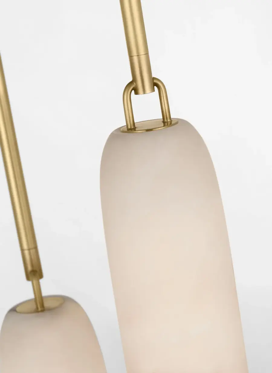 Formosa 3-Light Pendant in Antique-Burnished Brass with Alabaster - Image 6