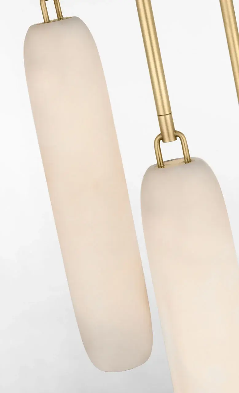 Formosa 3-Light Pendant in Antique-Burnished Brass with Alabaster - Image 7