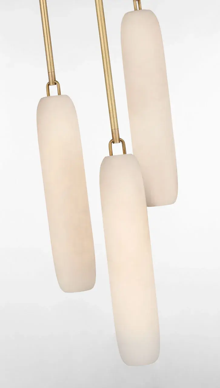 Formosa 3-Light Pendant in Antique-Burnished Brass with Alabaster - Image 10