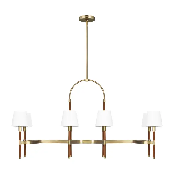 Katie Eight Light Linear Chandelier in Time Worn Brass