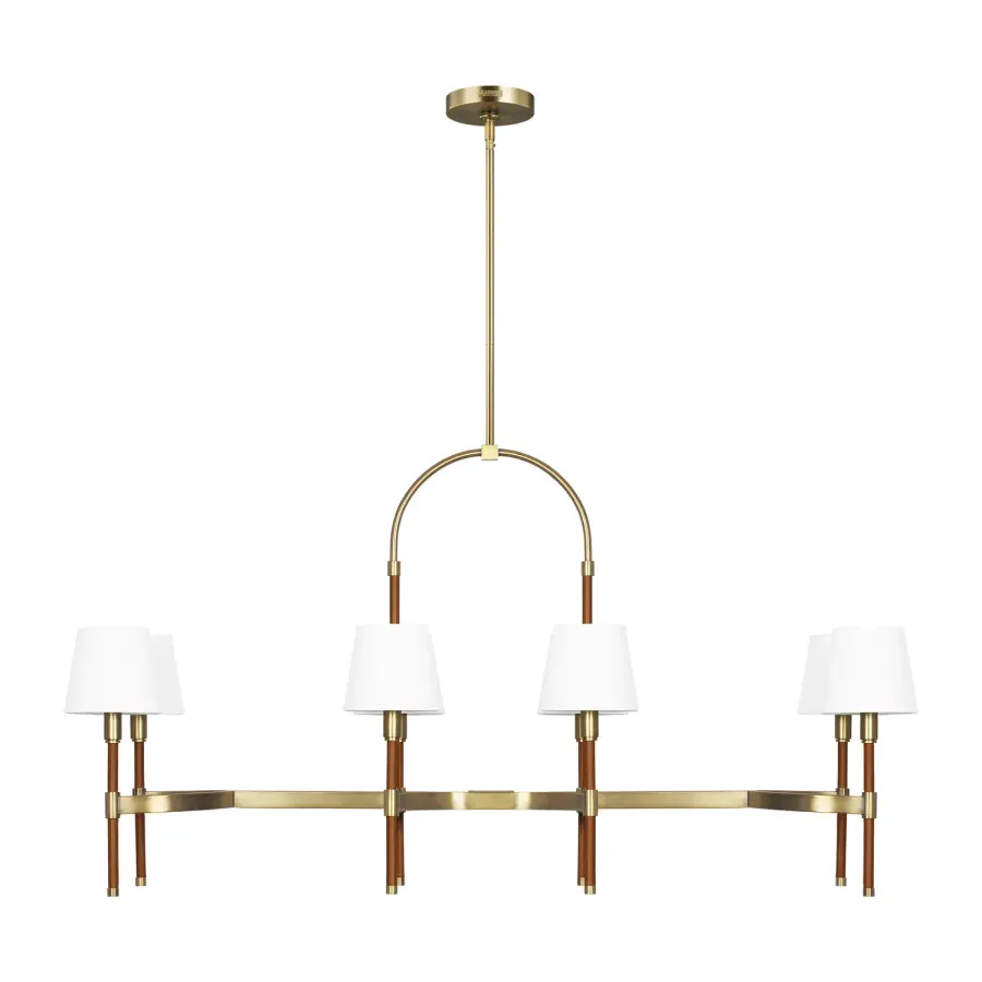 Katie Eight Light Linear Chandelier in Time Worn Brass
