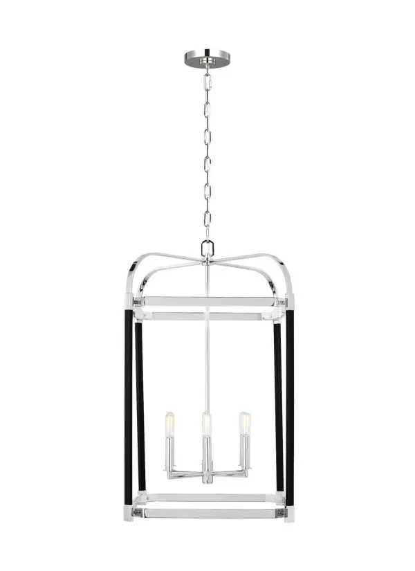 Hadley Six Light Lantern in Polished Nickel