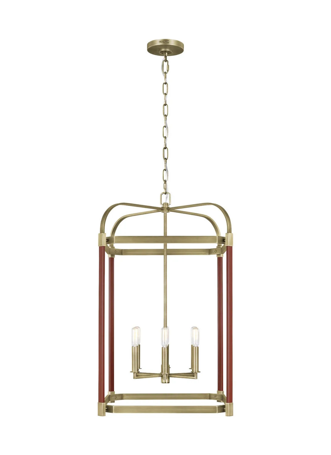 Hadley Six Light Lantern in Time Worn Brass