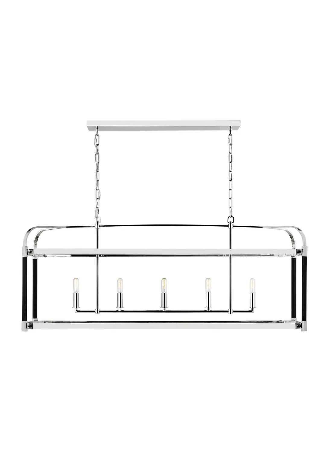 Hadley Five Light Linear Chandelier in Polished Nickel