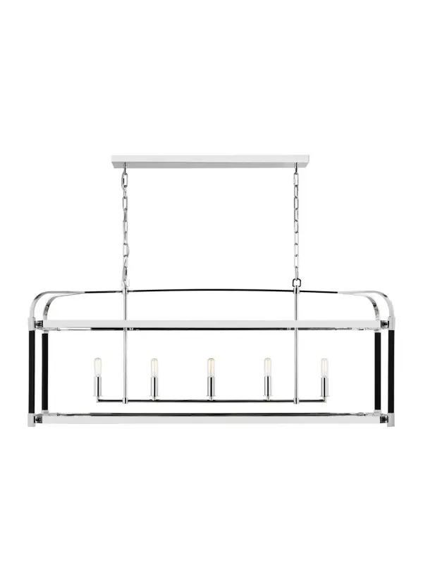 Hadley Five Light Linear Chandelier in Polished Nickel