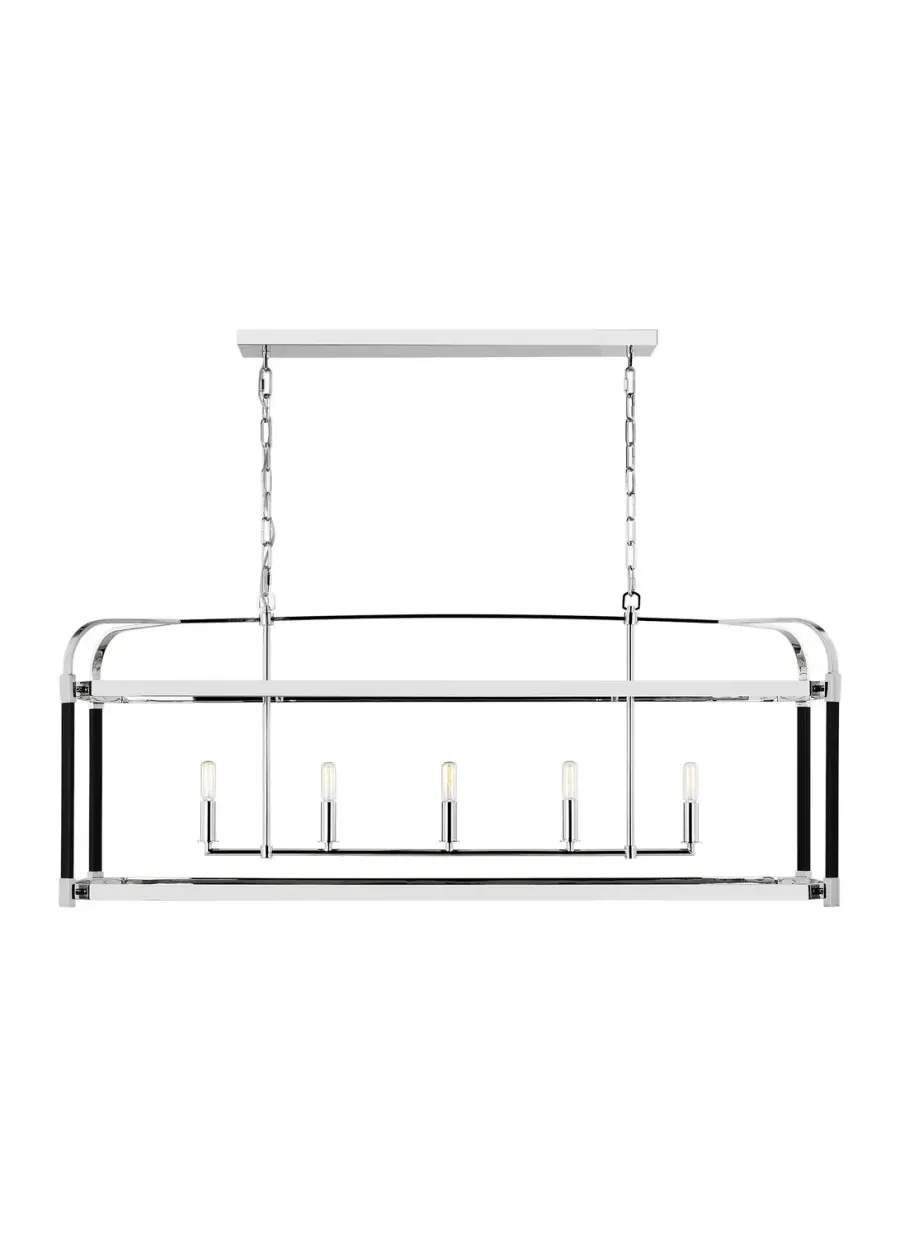 Hadley Five Light Linear Chandelier in Polished Nickel