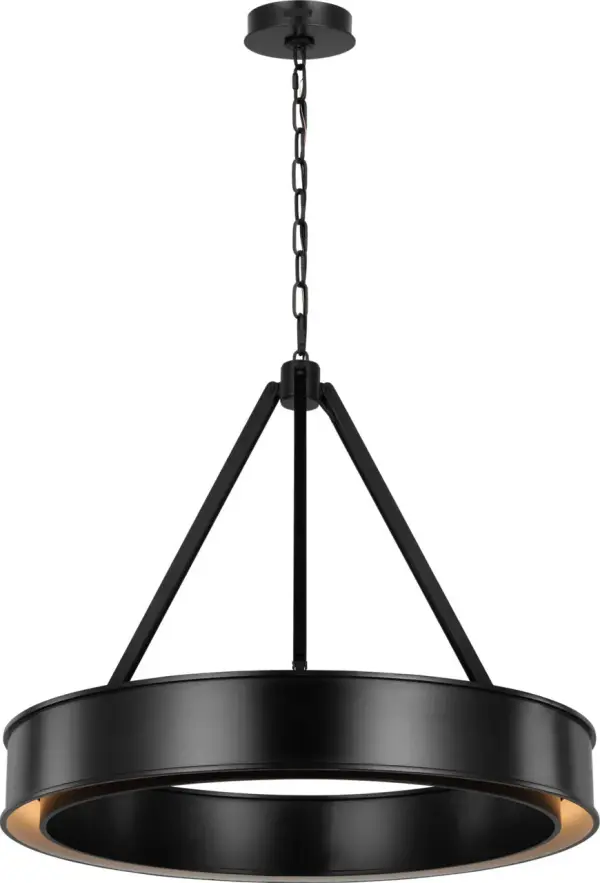 The Leonard Medium Chandelier masterfully combines bold geometric design with soft, diffused lighting. Its Aged Iron finish and white glass diffuser create a sophisticated industrial aesthetic perfect for modern and transitional spaces.