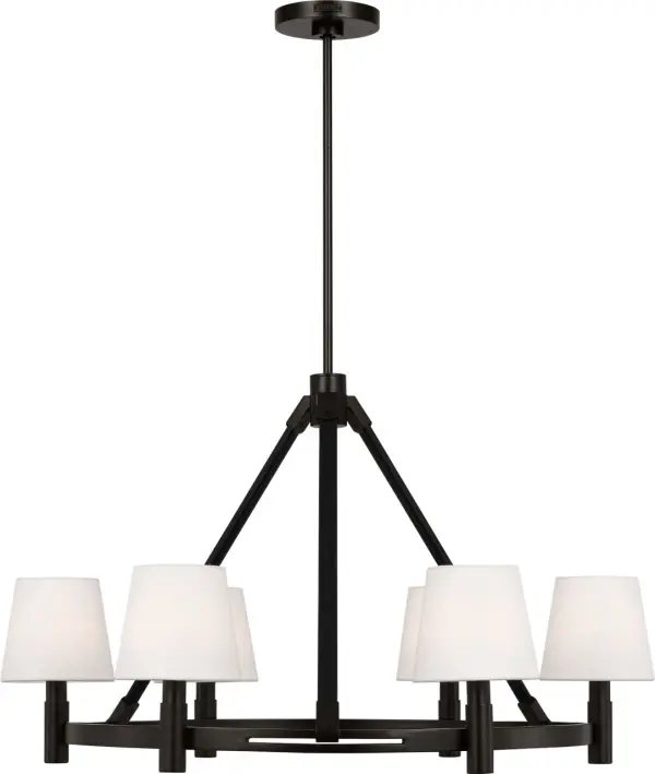 The Grayson Large Chandelier brings sophisticated traditional elegance to spacious interiors. Its aged iron finish and substantial scale make it perfect for formal dining rooms and grand entryways. - alternate view